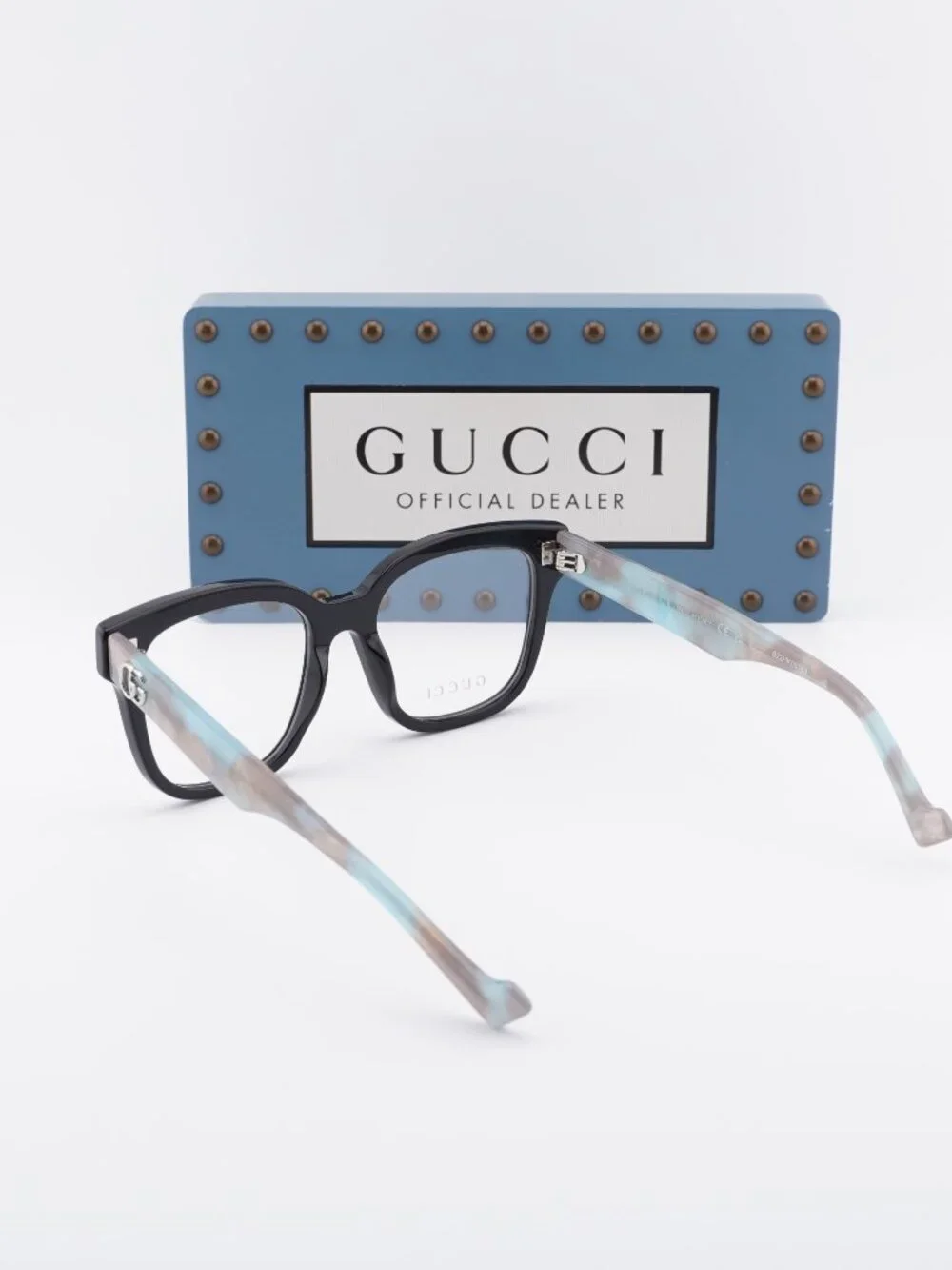 Gucci GG0958O 017 Square Eyeglasses 52mm - Black/Blue Havana